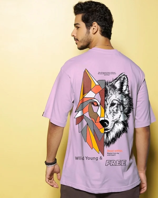 printed wolf t-shirt oversized t-shirt