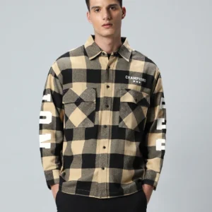 black and brown checked shirt