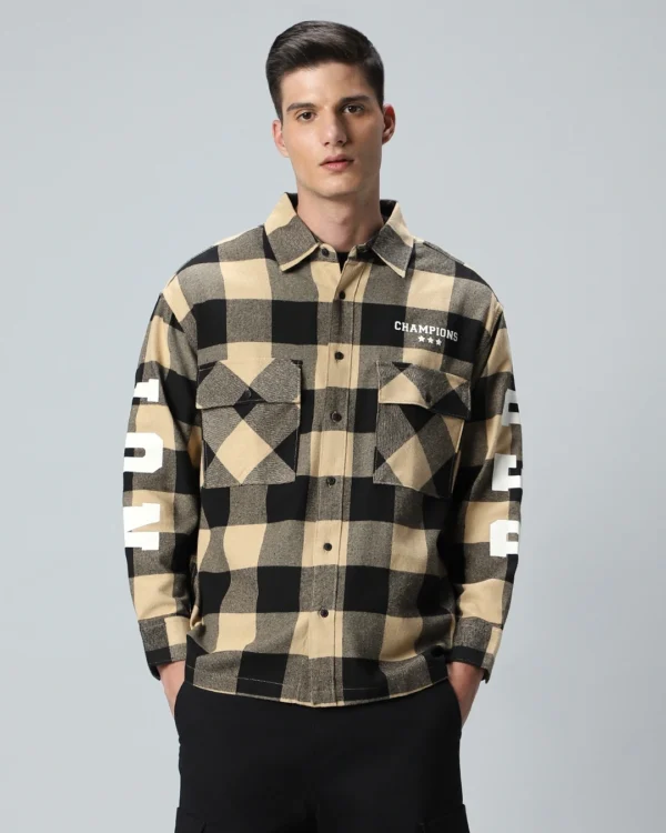 black and brown checked shirt