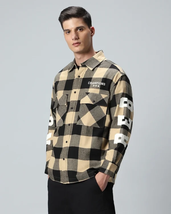 black and brown checked shirt